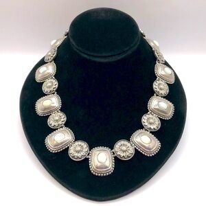 Premier Designs “Silver Moon” Antique Silver-Tone &Mother of Pearl Necklace